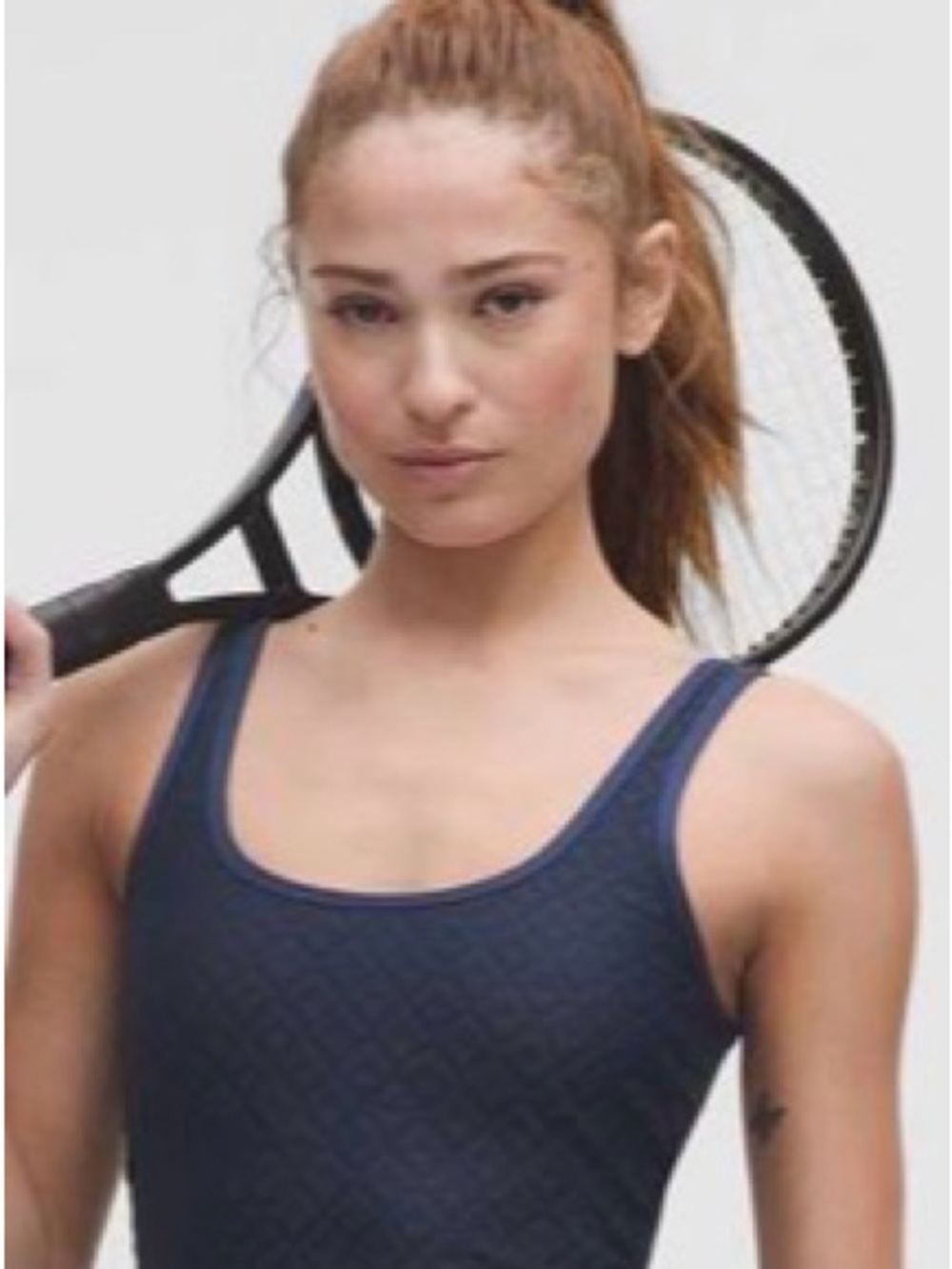 lululemon Navy Textured Mesh TennisTank Sports Bra size XXS A/B cup in Club Blue